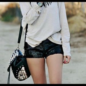 Black Sequin Shorts